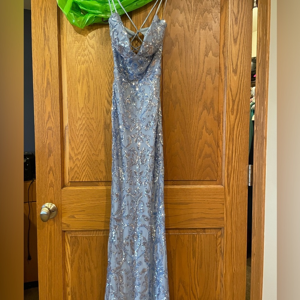 Elegant Blue Sequin Gown